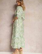 rosse line Rochie Verde deschis din Viscoză și Bumbac Decorată cu un Volan și un Șnur în Talie Vantia