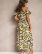 rosse line Rochie Verde închis din bumbac și viscoză încrețită la decolteu Dimittha