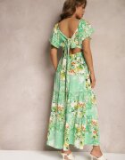 rosse line Rochie Verde Legată la spate cu Volan și Elastic în talie Dimille