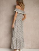 rosse line Rochie Violetă cu Volane Decorative Folanne