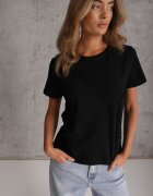 rosse line T-shirt din bumbac cu croială clasică și cusături decorative în romburi Luara Negru