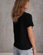 rosse line T-shirt din bumbac cu croială clasică și cusături decorative în romburi Luara Negru