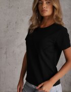 rosse line T-shirt din bumbac cu croială clasică și cusături decorative în romburi Luara Negru