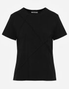 rosse line T-shirt din bumbac cu croială clasică și cusături decorative în romburi Luara Negru