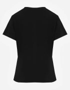 rosse line T-shirt din bumbac cu croială clasică și cusături decorative în romburi Luara Negru