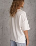 rosse line T-shirt din viscoză decorat cu flori și perle Muvine Alb