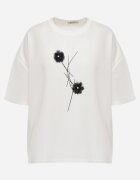rosse line T-shirt din viscoză decorat cu flori și perle Muvine Alb