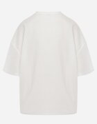 rosse line T-shirt din viscoză decorat cu flori și perle Muvine Alb