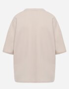 rosse line T-shirt din viscoză decorat cu flori și perle Muvine Bej deschis