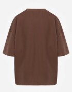 rosse line T-shirt din viscoză decorat cu flori și perle Muvine Maro