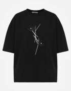 rosse line T-shirt din viscoză decorat cu flori și perle Muvine Negru