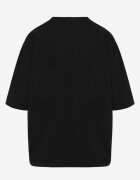 rosse line T-shirt din viscoză decorat cu flori și perle Muvine Negru