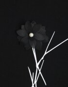 rosse line T-shirt din viscoză decorat cu flori și perle Muvine Negru