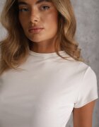 rosse line T-shirt minimalist din vâscoză cu guler tip tunică Osessa Alb