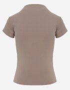 rosse line T-shirt minimalist din vâscoză cu guler tip tunică Osessa Bej