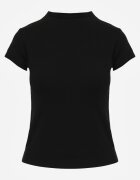rosse line T-shirt minimalist din vâscoză cu guler tip tunică Osessa Negru