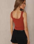 rosse line Top Maro cu nervuri cu cupe întărite Decorat cu litera Nevoliene