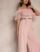  Salopetă De cocktail Roz închis Cu volan La decolteu Fără mâneci Tessita