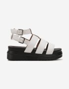  Sandale Albe Tip Gladiator cu Două Catarame și Platformă Nimexia