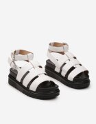  Sandale Albe Tip Gladiator cu Două Catarame și Platformă Nimexia