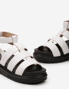  Sandale Albe Tip Gladiator cu Două Catarame și Platformă Nimexia