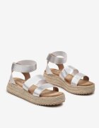  Sandale Argintii din Material Elastic pe Platformă Împletită Leopard