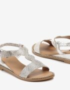  Sandale Argintii în stil Boho pe pană de plută cu Zirconii Zanawa