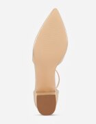  Sandale elegante aurii Vices cu toc gros cu branț din piele decorate cu sclipici Leanelith
