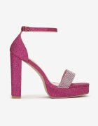  Sandale Fucsia brocate pe platformă și toc gros Lirena