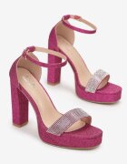  Sandale Fucsia brocate pe platformă și toc gros Lirena