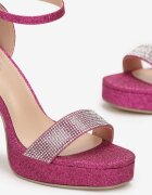  Sandale Fucsia brocate pe platformă și toc gros Lirena