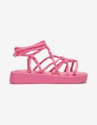  Sandale Fucsia cu talpă plată legate pe gambă Evika