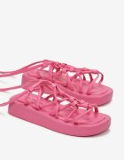  Sandale Fucsia cu talpă plată legate pe gambă Evika