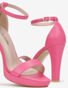  Sandale Fucsia cu toc gros cu baretă și cataramă Sultana