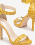  Sandale Galbene cu Toc Stiletto Decorate cu imprimeu crocodil Iolasaria