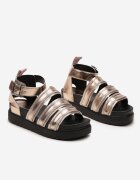  Sandale Gladiator Șampanie Decorate cu Fermoare pe Bretele Închise cu Cataramă Xerria
