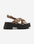  Sandale leopard cu nituri pe platformă embosată cu închidere cu cataramă Gonandra