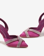  Sandale Mov Decorate cu Zirconii cu Barete cu Toc Stiletto Handla