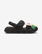  Sandale Negre cu Baretă la Călcâi și cu Floare Decorativă Qiara