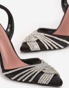  Sandale Negre Din satin Cu toc cui Cu zirconii Capho