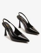 Sandale Negre Lăcuite cu toc cui tip slingback Ulios