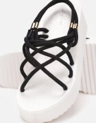  Sandale Negre Legate Cu platformă Jacqueleen