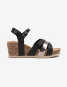  Sandale Negru-Maro cu platformă imitație plută și barete decorative Vikiriona