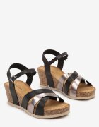  Sandale Negru-Maro cu platformă imitație plută și barete decorative Vikiriona