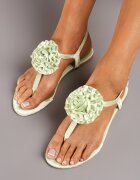  Sandale Verzi stil Japoneze cu Talpă Plată cu Floare Gandrea