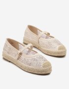 seastar Espadrile Bej împodobite cu împletitură și căpută ajurată Rinelona