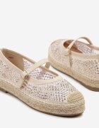 seastar Espadrile Bej împodobite cu împletitură și căpută ajurată Rinelona