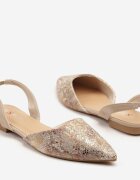 seastar Sandale Bej cu imprimeu de șarpe cu Luciu Metalic tip slip-on Wenorea