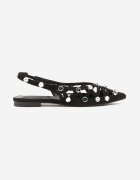 seastar Sandale Negre Decupate Tip Slingback Decorate cu Aplicații Lisanorea