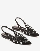seastar Sandale Negre Decupate Tip Slingback Decorate cu Aplicații Lisanorea